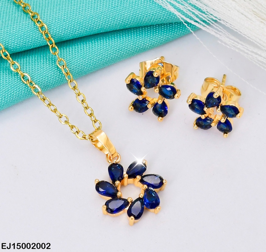 JUEGO FLOR PETALO ZIRC. AZUL # SE413-14