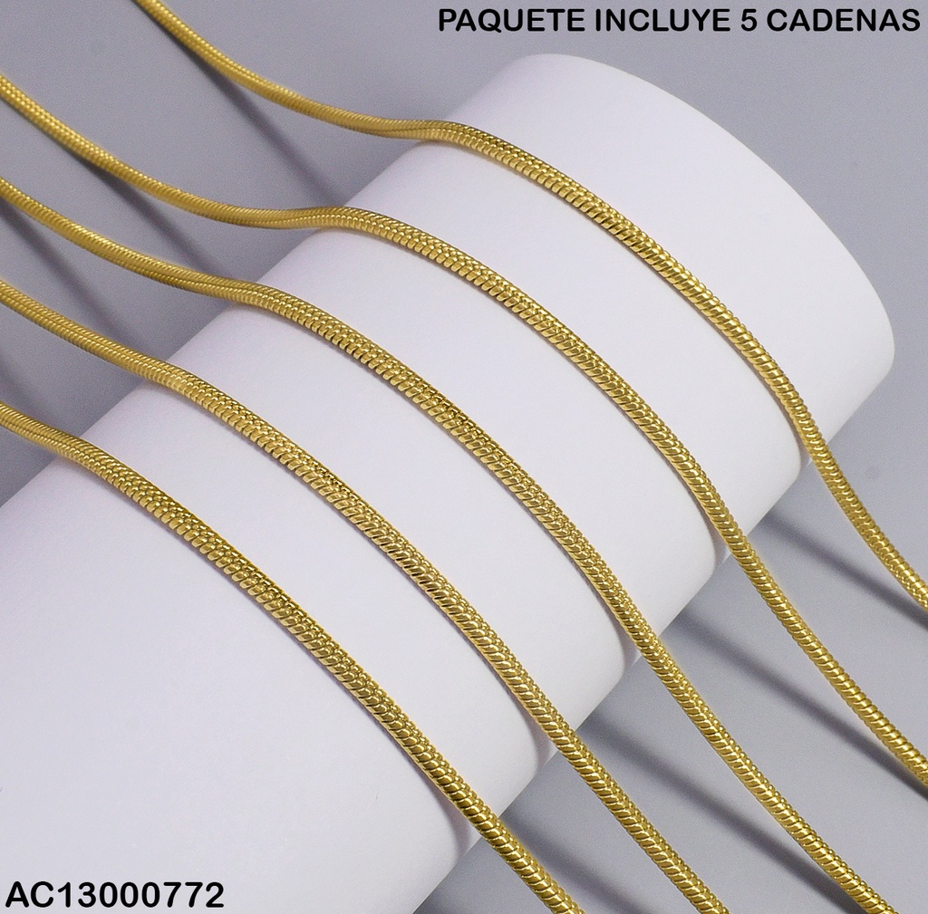 PAQUETE 5 CADENAS COLA RATON DORADA LARGAS 2944