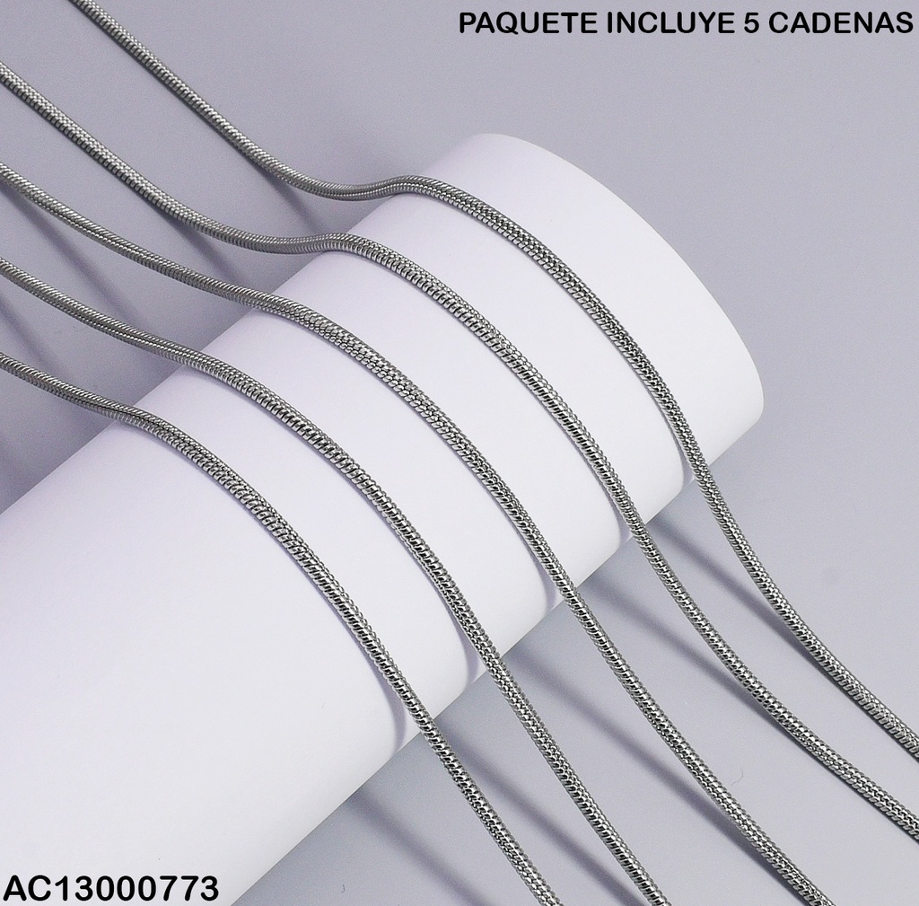 PAQUETE 5 CADENAS COLA RATON PLATEADAS LARGAS 2945