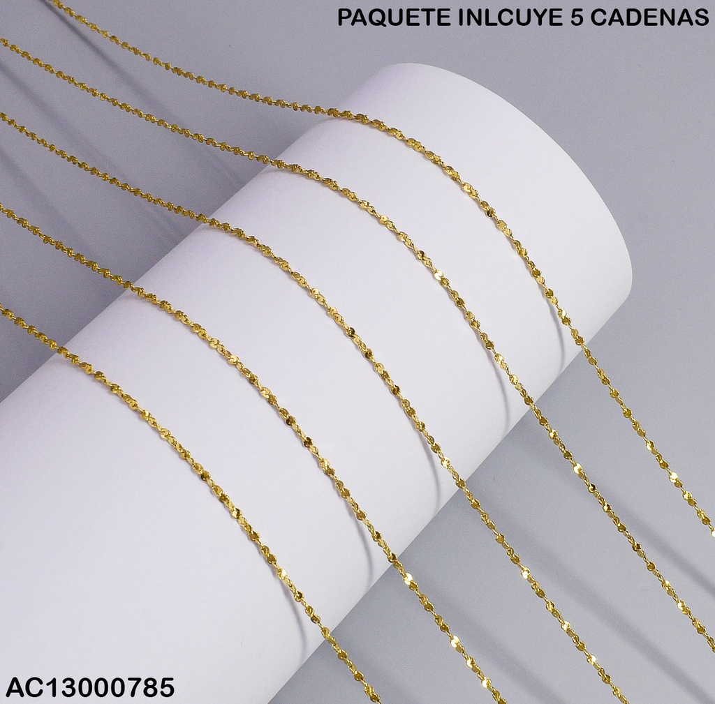 PAQUETE 5 CADENAS DORADAS FINAS TORNEADAS 2977