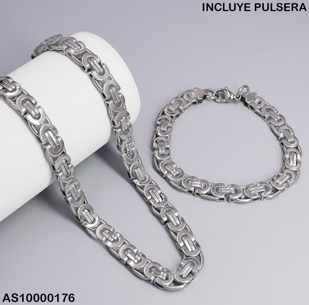 SET PLAT.CADENA-PULSERA ESLABONES ANCHOS DOBLE"C" 6870