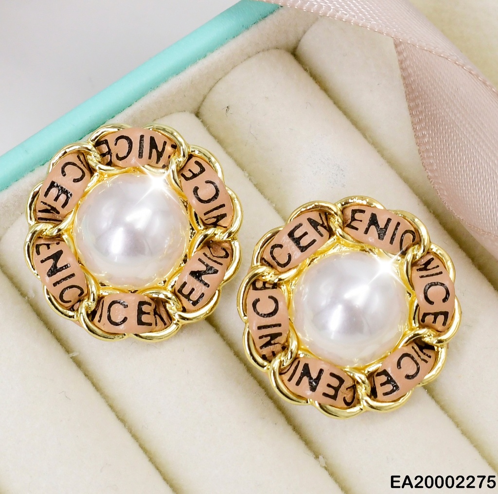 ARETES RD PERLA BORDE NEGRO C/CINTA # EE297-120 (NPE2025)
