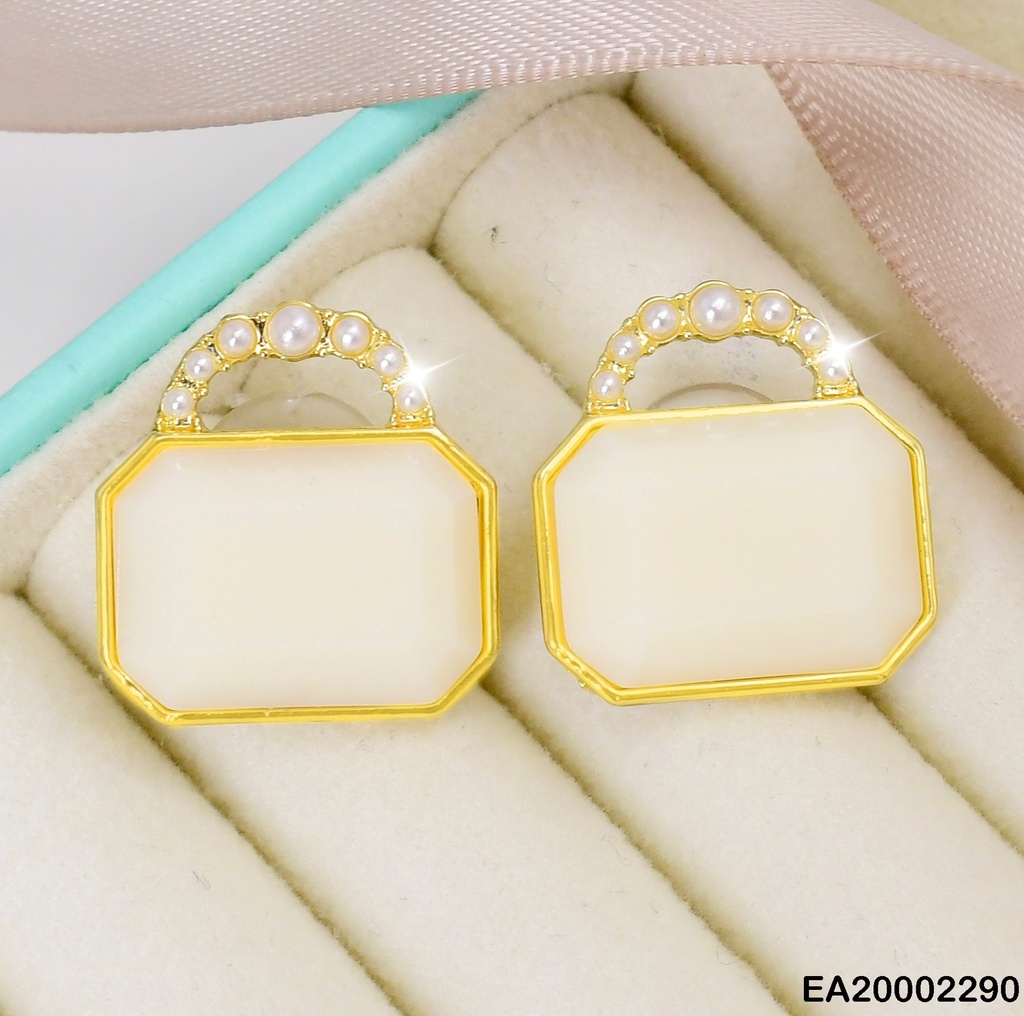 ARETES BOLSITO ZIRCONIA BLANCA ARO PERLITAS #EE312-120 (NPE2025)