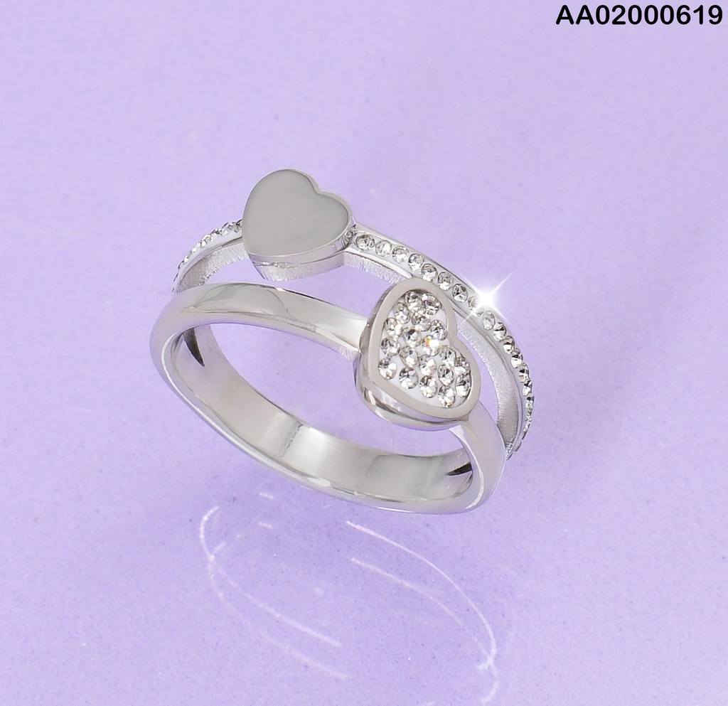 ANILLO PLATD. 2 LINEAS CORAZON ZIRC. 0803641-W81