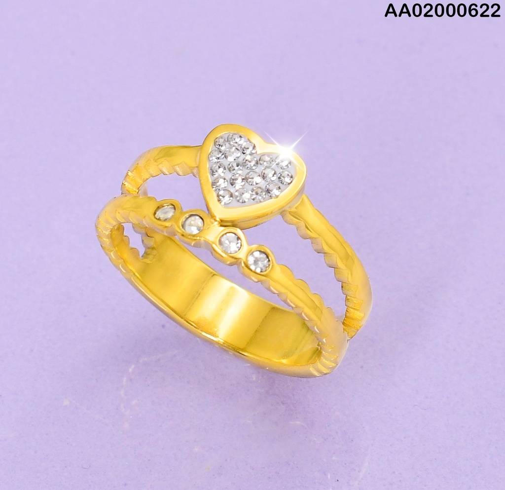 ANILLO DOS LINEAS CORAZON ZIRC. # 0803652-W81