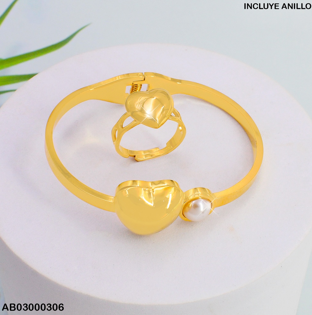 BRAZALETE CORAZON PERLA ANILLO 080847-152