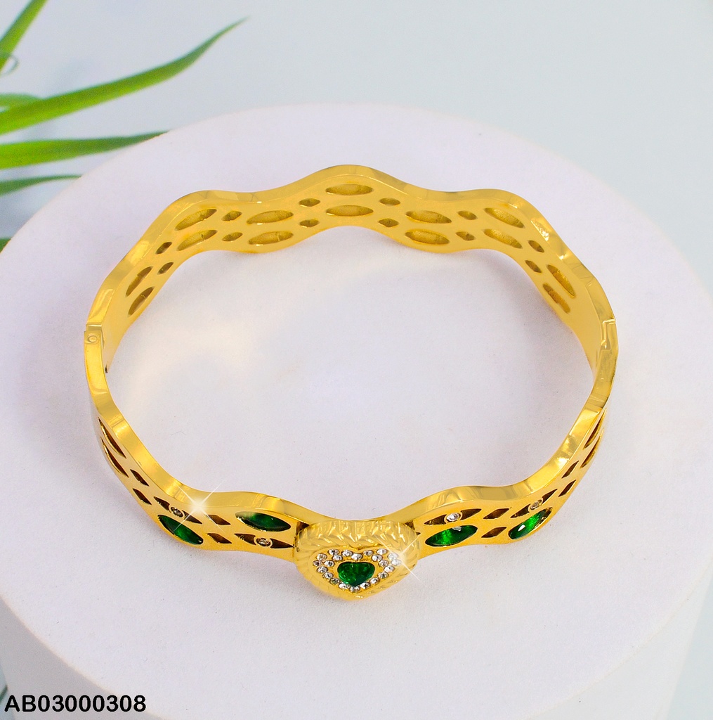 BRAZALETE ZIRC. VERDE CORAZON 080787-207