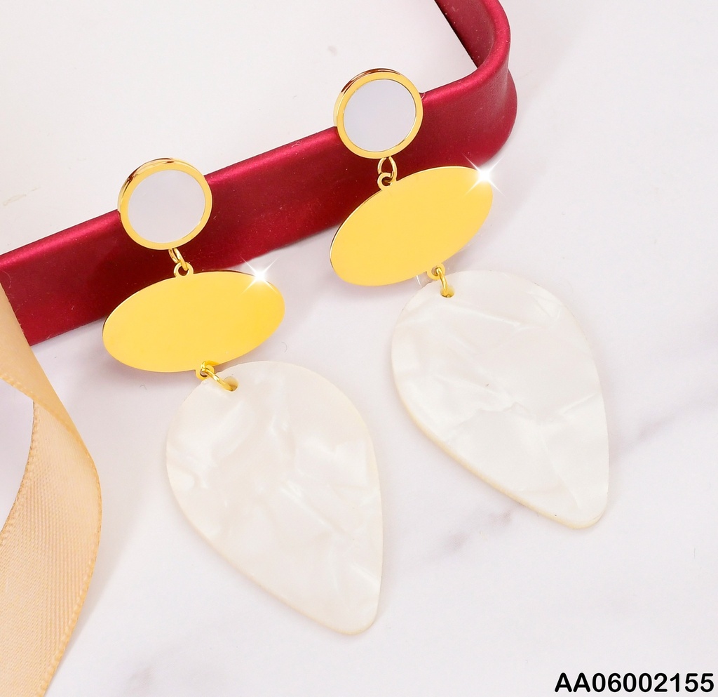 ARETES RD NACAR C/PLACA OVALO HORIZ➡️GOTA BLANCA