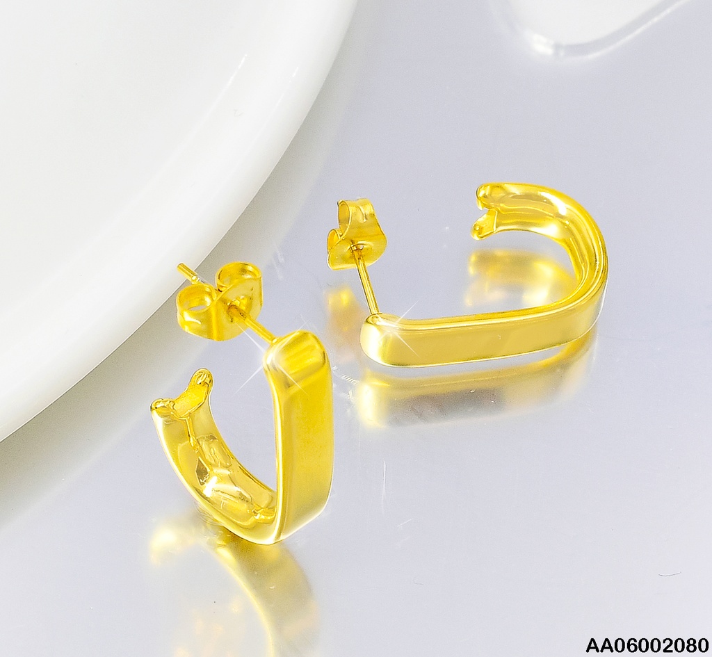ARETES "J" LISA, DORADA, PLANA 076794-113