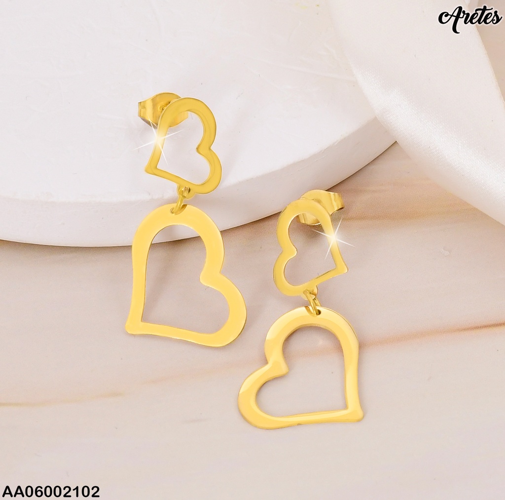 ARETES COLGAR DOBLE CROQUI CORAZON APLANADOS 077163-W47