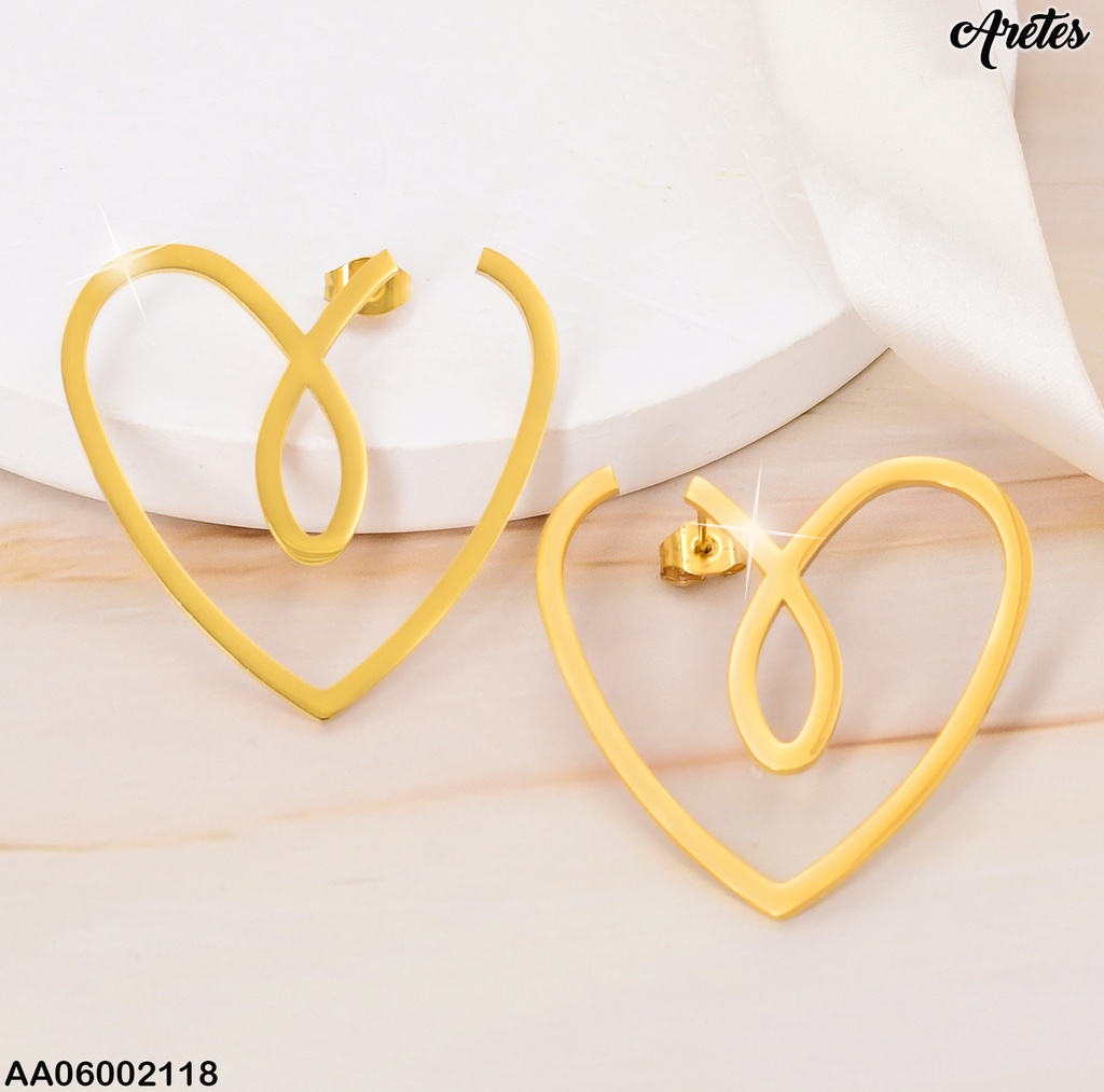 ARETES CROQUI CORAZÓN ENTRELAZADO OVALO 076154-054