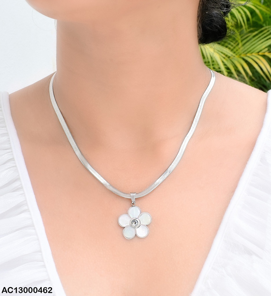 CADENA PLATD. SERPIENTE DIJE FLOR 5 PETALOS 075425-054