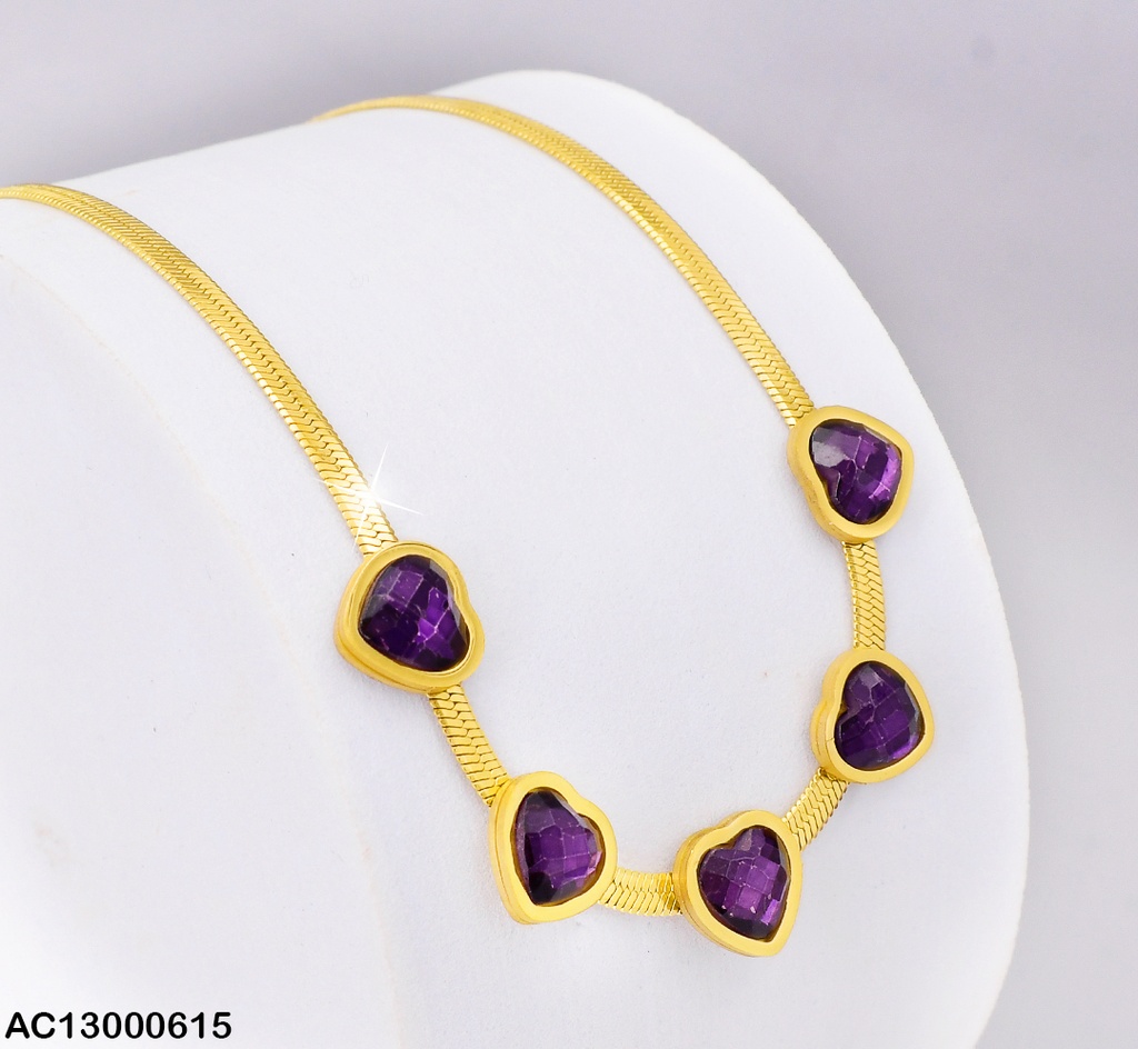 CADENA SERPIENTE 5 CORAZONES MORADO 0747601-180