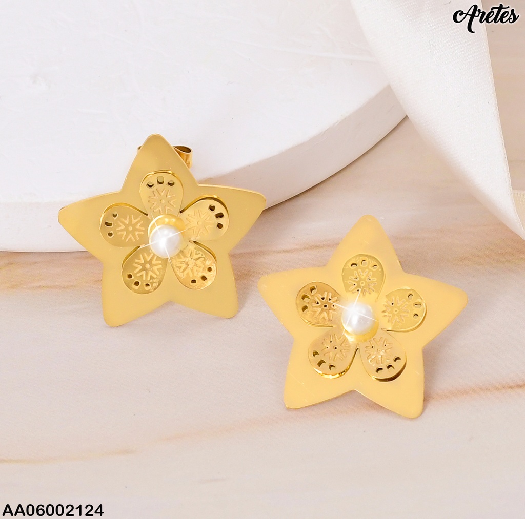 ARETES FLOR PLACA/FLOR C.ZIRCONIA RD