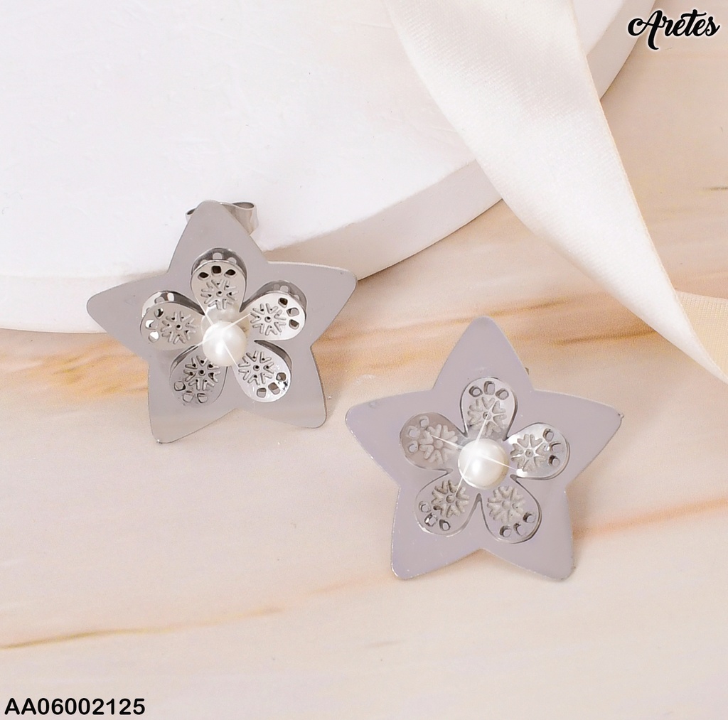ARETES PLAT. FLOR PLACA/FLOR C.ZIRCONIA RD