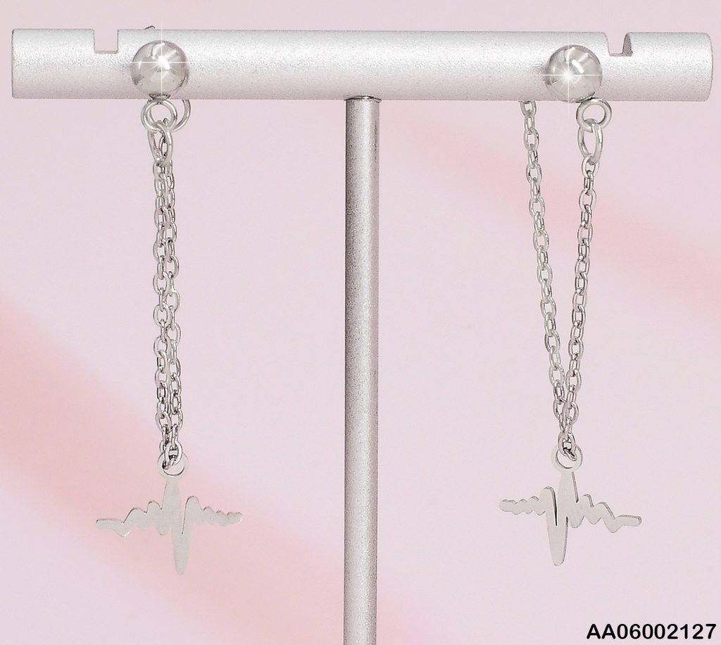ARETES PLAT. DOBLE CADENA COLGANTE LATIDOS 0746752-W163
