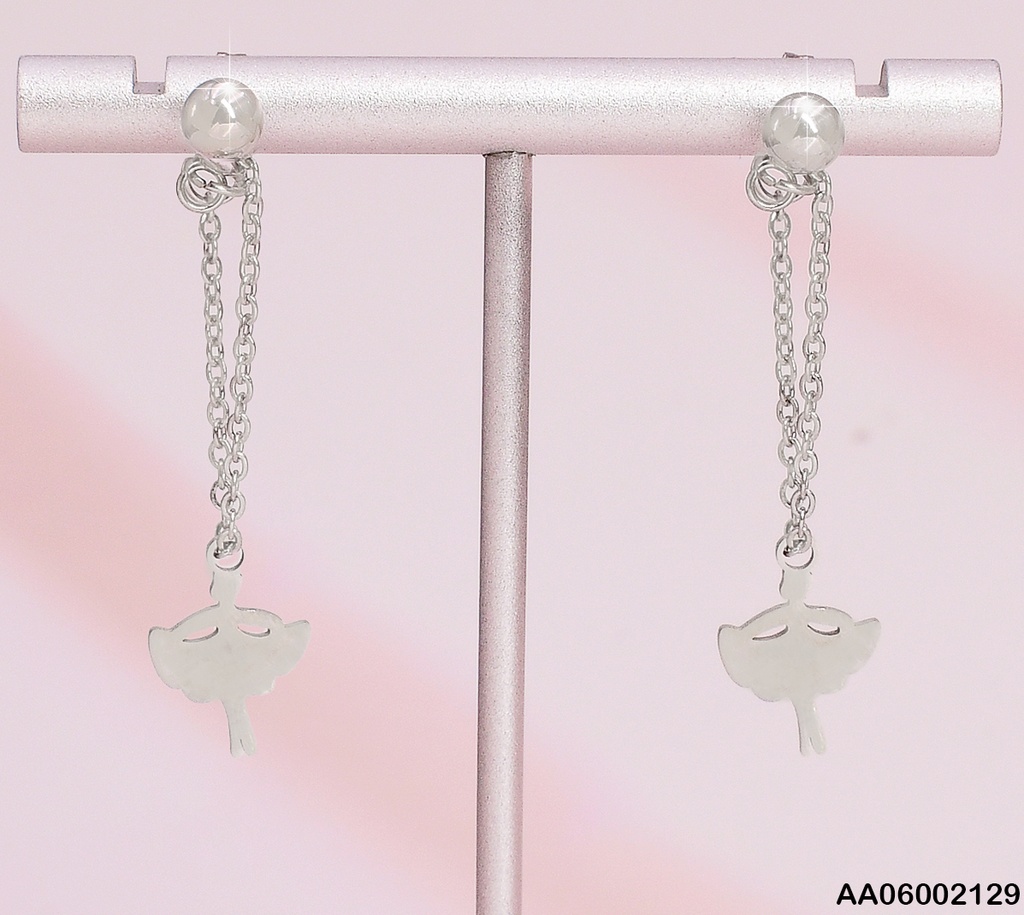 ARETES PLAT. DOBLE CADENA COLGANTE BAILARINA 0746692-W163