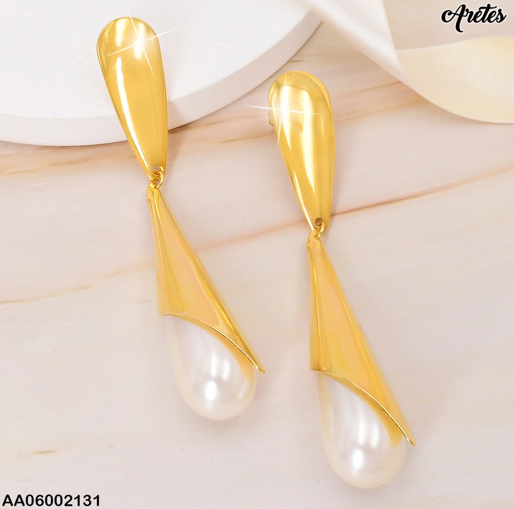 ARETES COLGAR EMBUDO CON PERLA