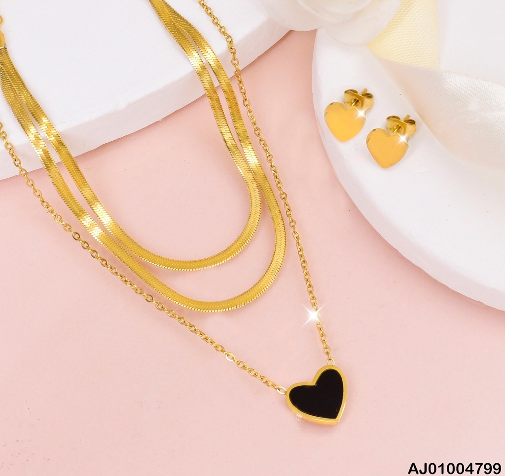 JUEGO CAD DOBLE . CORAZON NEGRO  0745741-W125