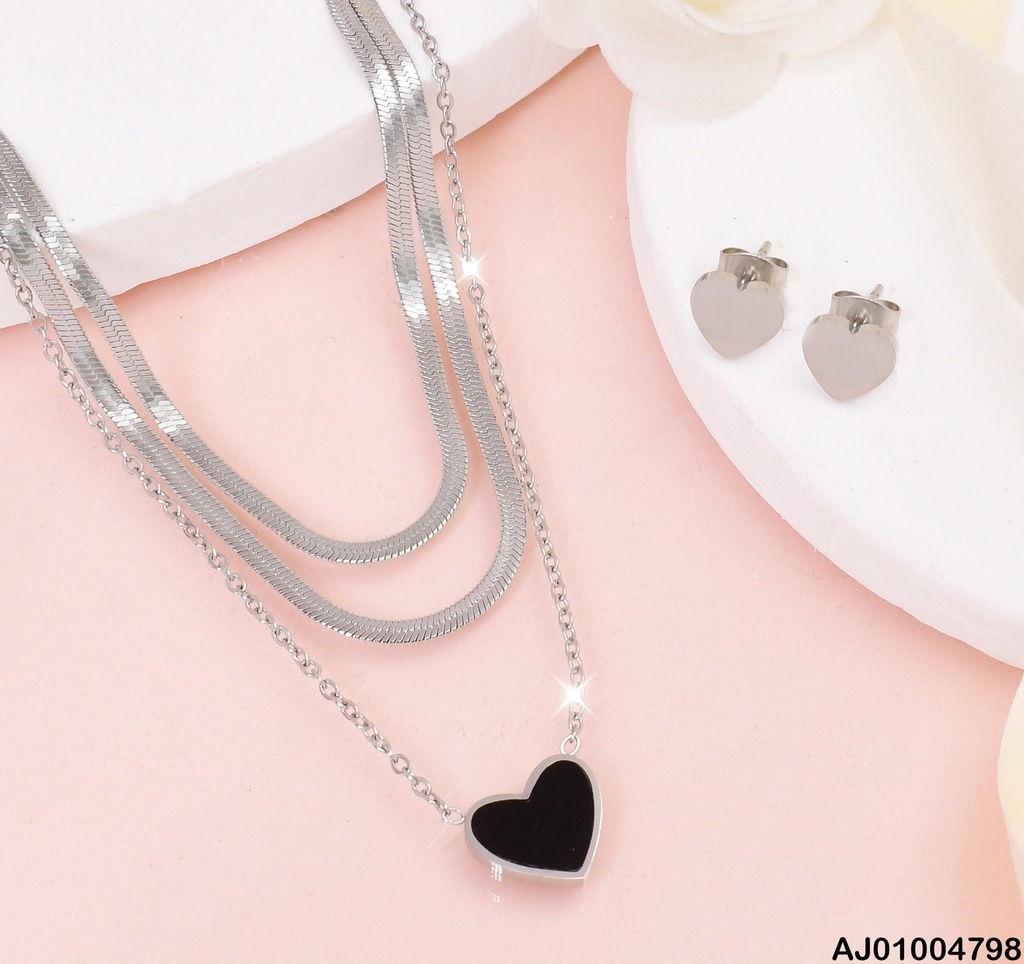 JUEGO PLATD. CAD DOBLE . CORAZON NEGRO  0745742-W125