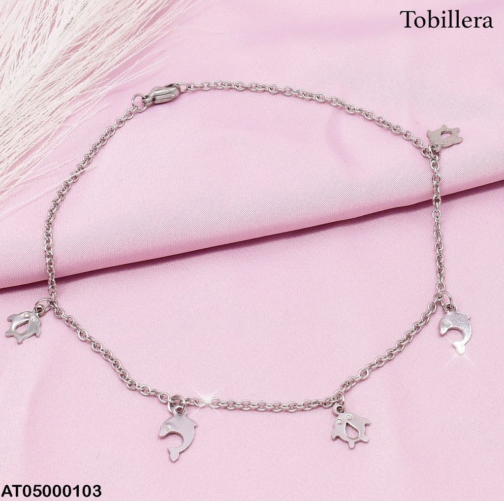TOBILLERA PLATEADA DIJES DELFINES INDIV-PAREJAS