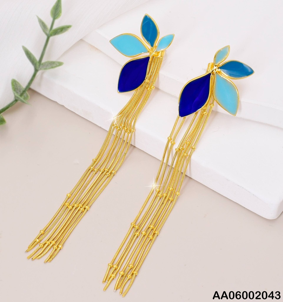 ARETES 4 PETALOS LINEAS COLGANTE # EA113-45