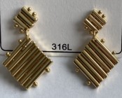 ARETES ROMBO COLGANTE LINEAS # EA174-134