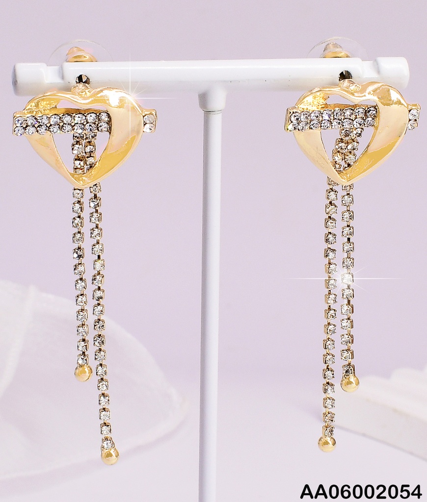 ARETES CORAZON ATRAVES. 2 LINEAS ZIRC.COLGANTES EA176-134
