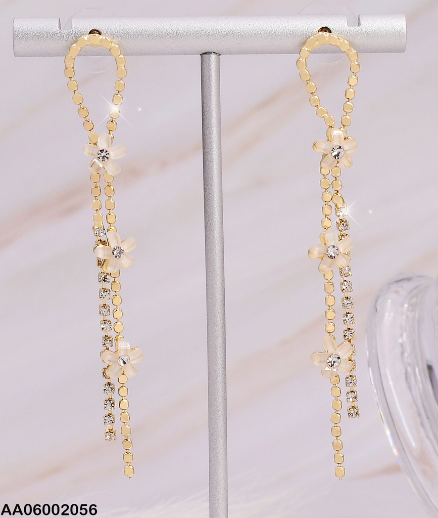 ARETES 2 LINEAS FLORES # EA177-134
