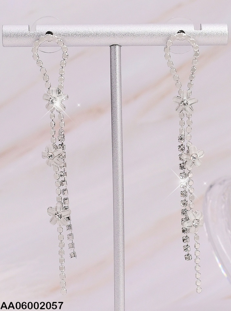 ARETES PLATD. 2 LINEAS FLORES # EA177-134