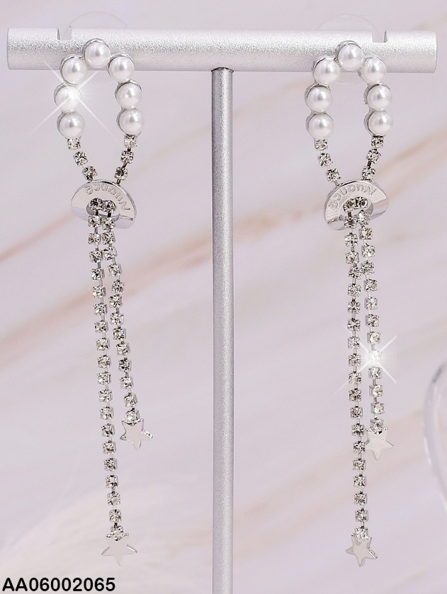 ARETES PLATD. O DOS LINEAS COLGANTE # EA181-134