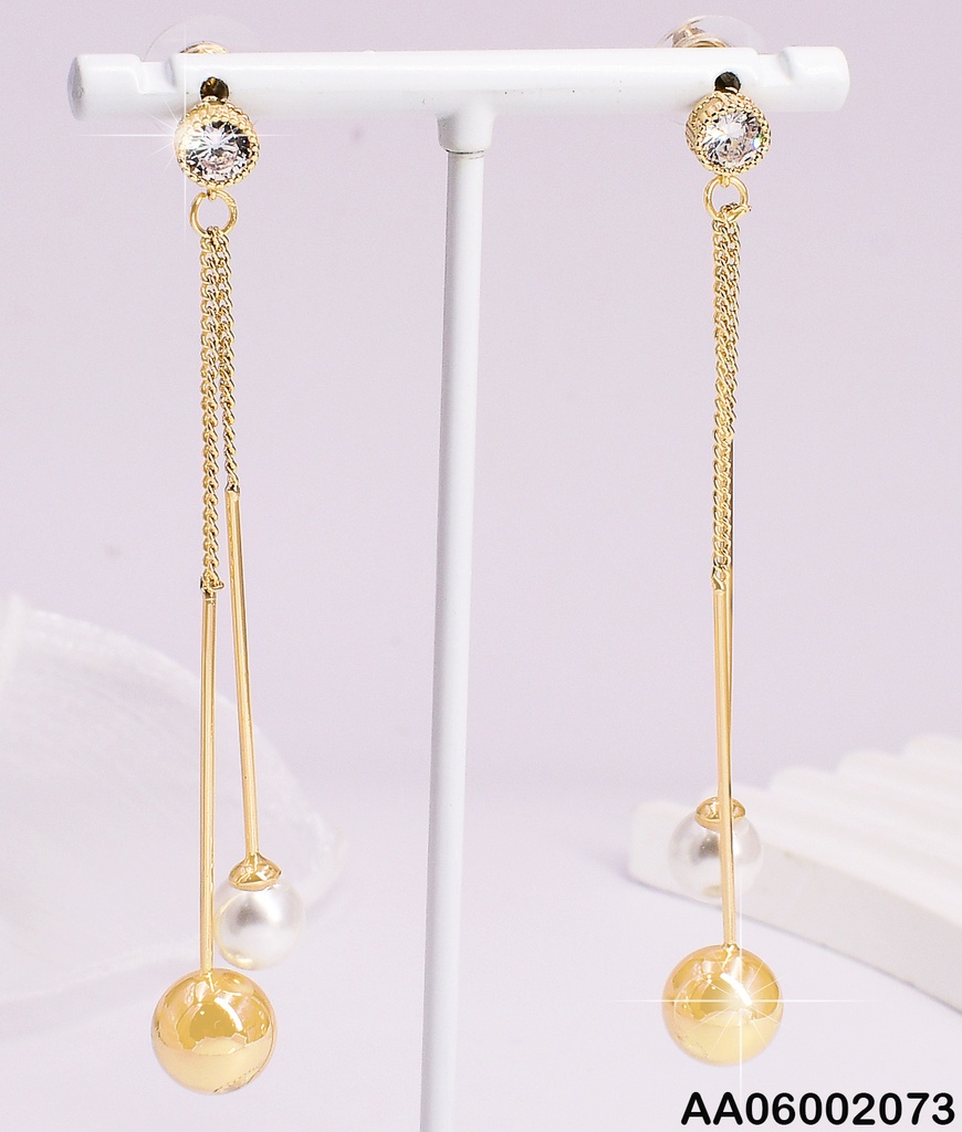 ARETES DOS LINEAS COLGANTE ESFERA-PERLA EA200-134