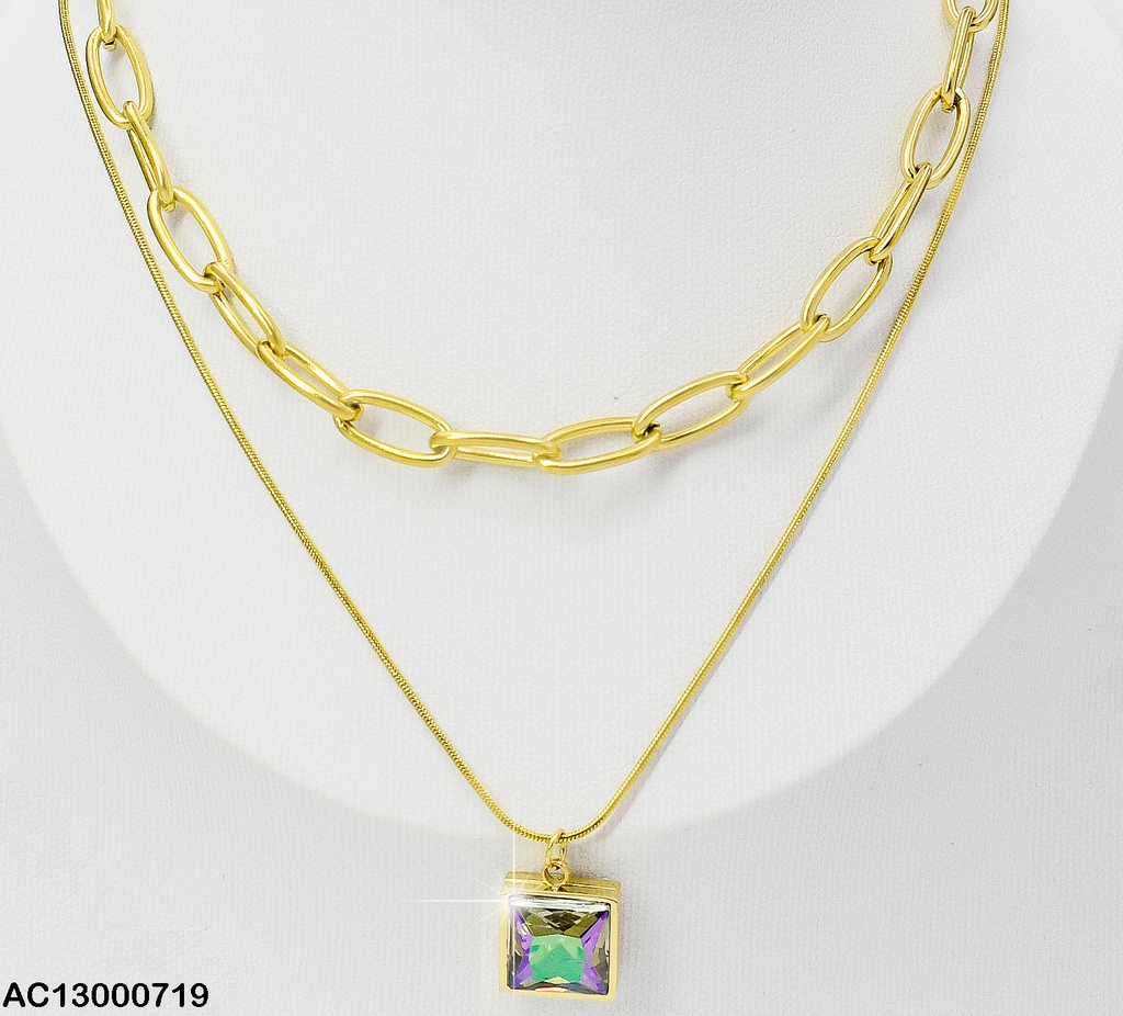 CADENA DOBLE ESLAB.GR/FINA CUADRO ZIRC.VERDE # CA173-45