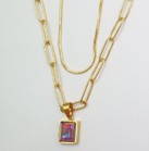 CADENA DOBLE DIJE RECTANGULO TORNASOL #CA178-45