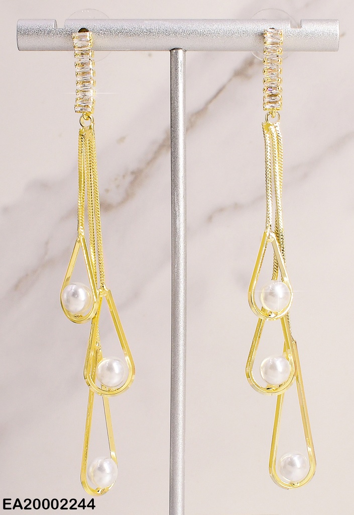 ARETES COLGANTE 3 CROQUI GOTAS C/PERLA EE164-132