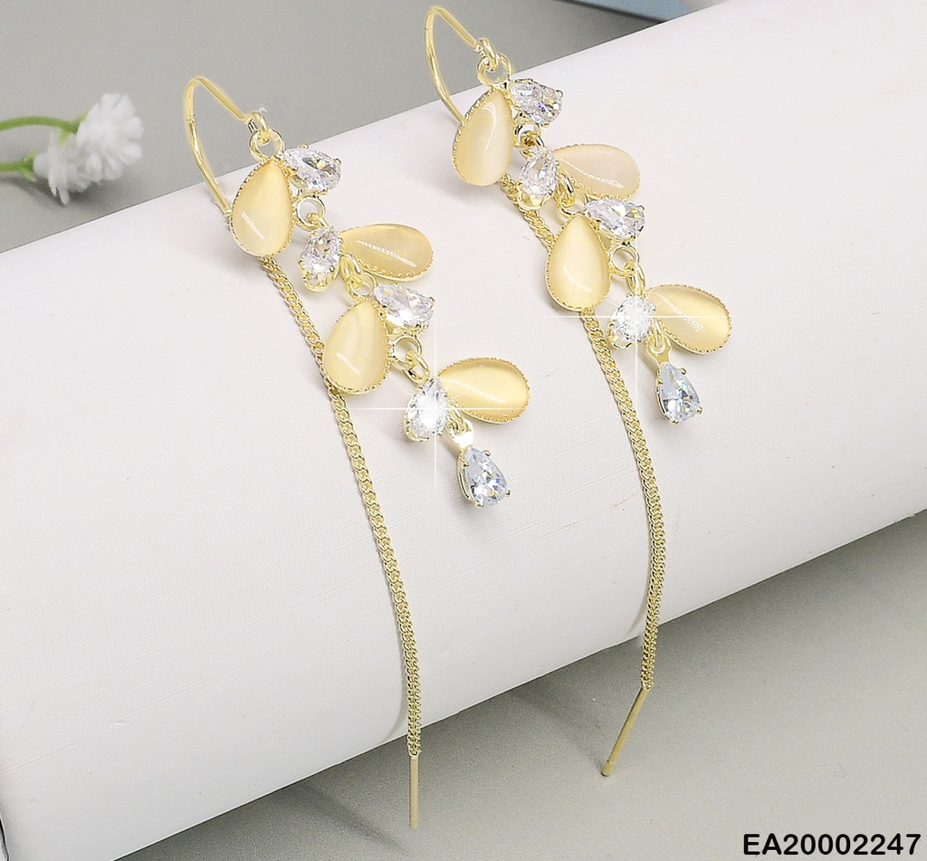 ARETES VIOLADORAS HOJITAS BEIGE/ZIRCONIAS EE178-132