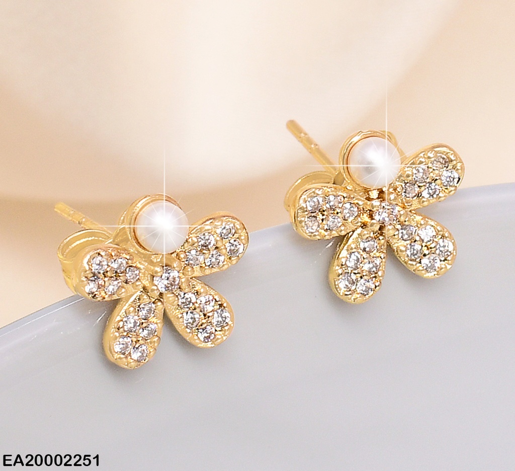 ARETES 4 PETALOS ZIRC/1 PET.PERLITA EE239-10
