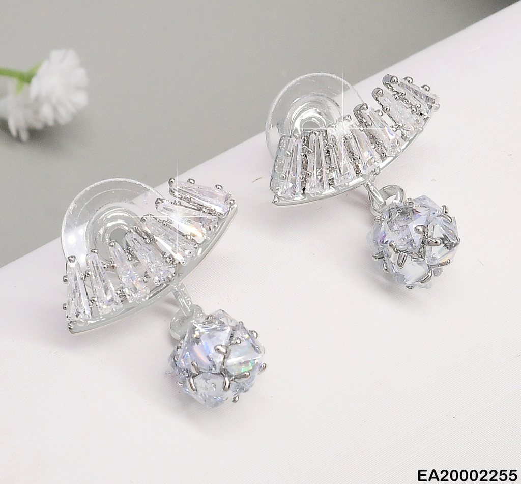 ARETES PLAT.  "︶"  C/ZIRCONIA COLGANTE EE251-132