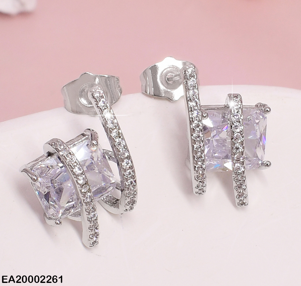 ARETES PLAT ZIRC. CUADRO LINEA ASCENDENTE Y DESC ZIRC# EE276-3