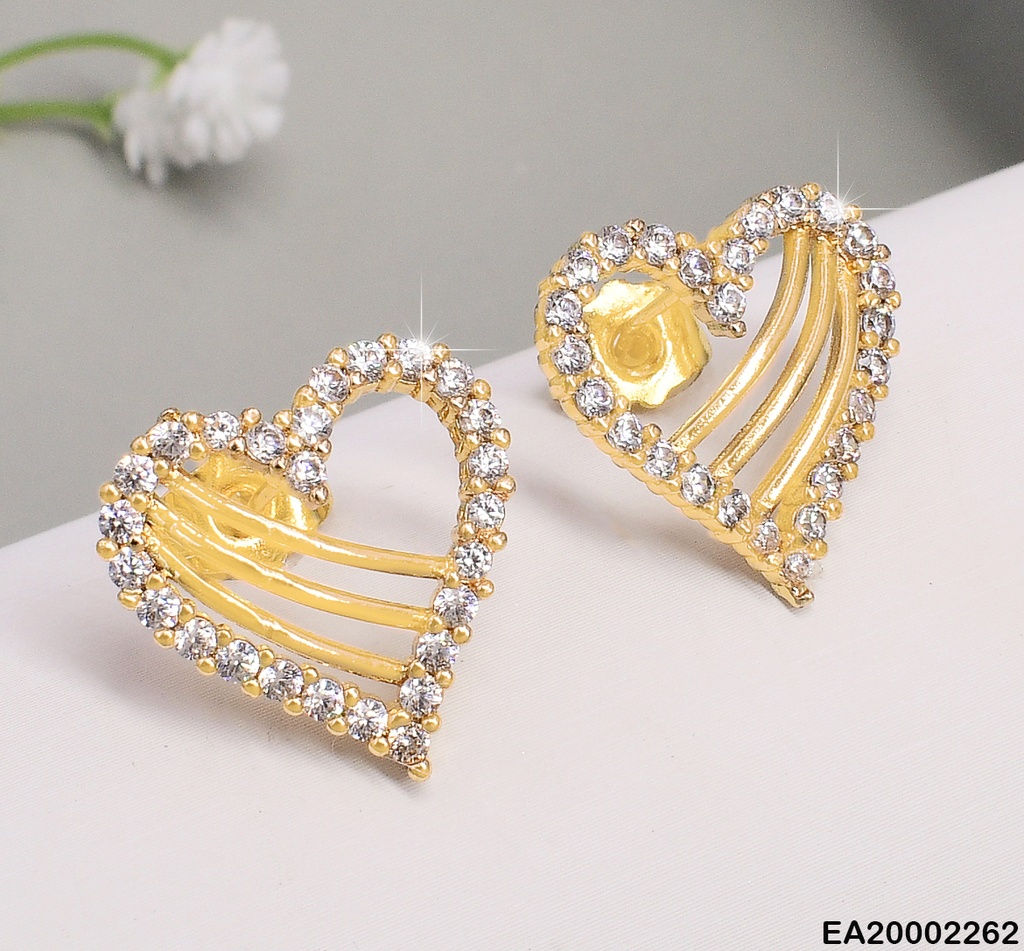 ARETES CROQUI CORAZON ZIRC. 3 LINEAS PARALELAS EE277-10