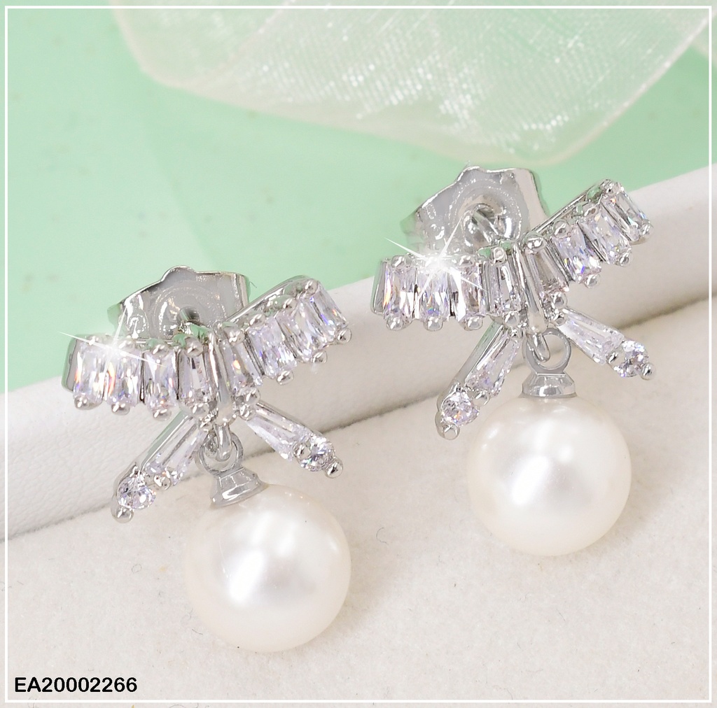 ARETES LAZO ZIRC. PERLA #EE286-10