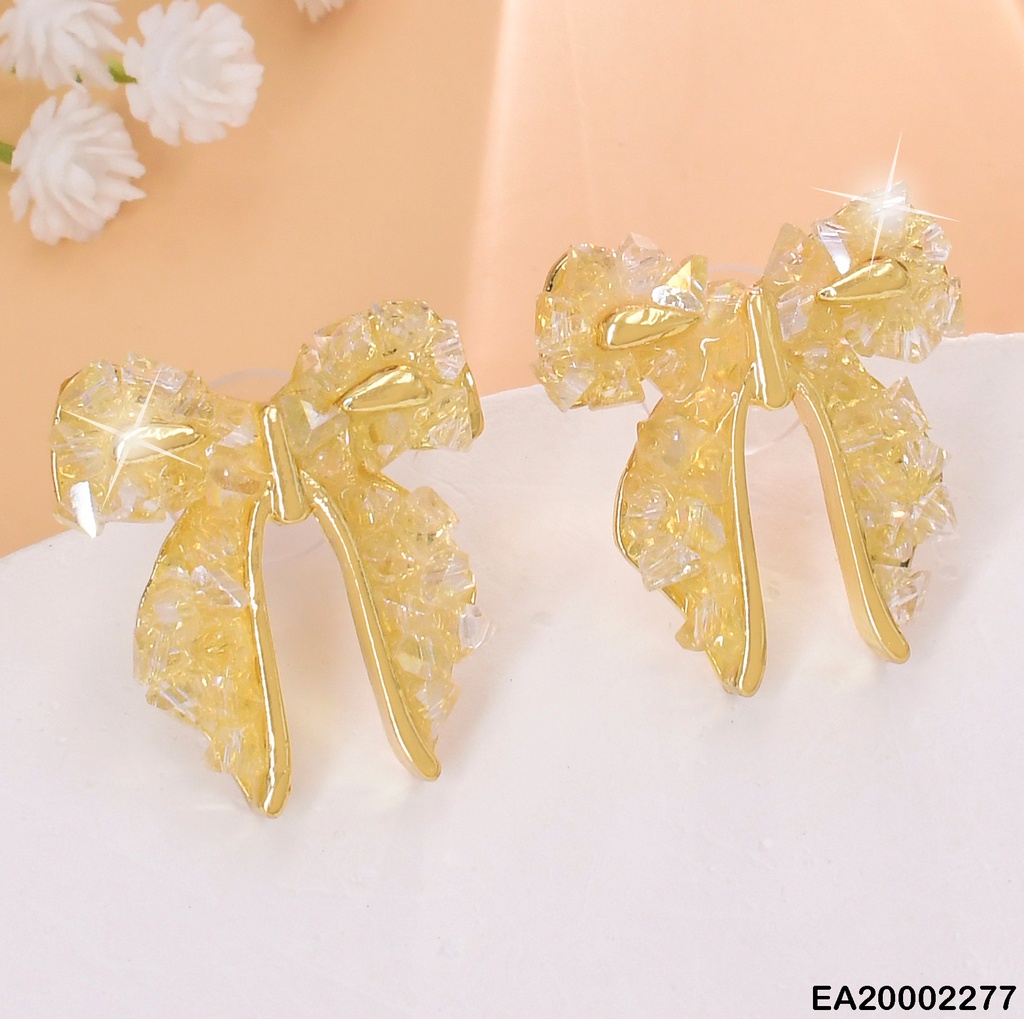 ARETES LAZO CRISTALES CREMA # EE299-120