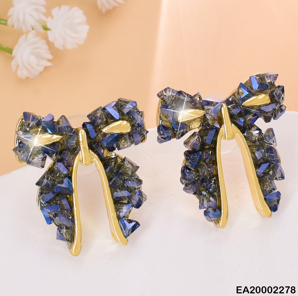 ARETES LAZO CRISTALES AZUL # EE300-120