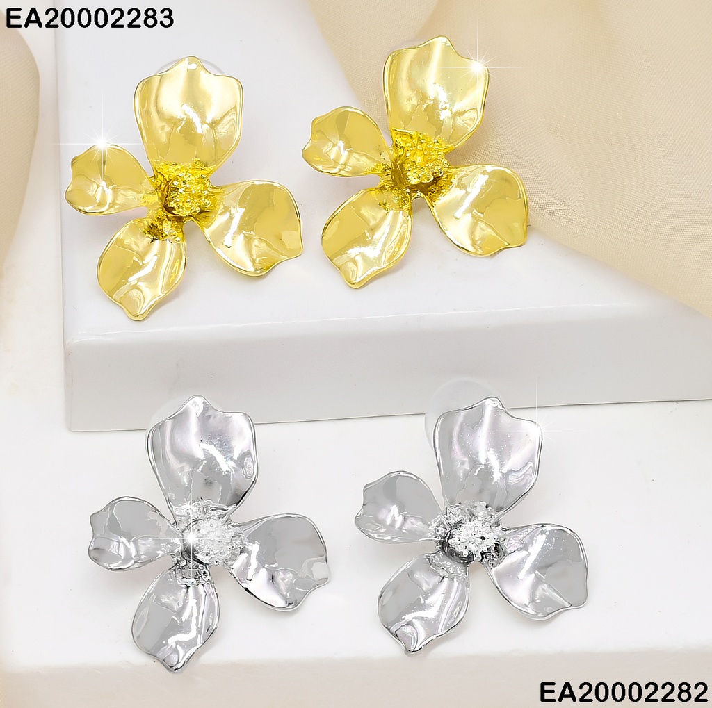 ARETES DORADO FLOR 4 PETALOS # EE305-120