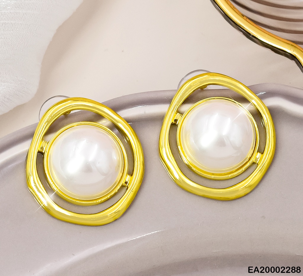 ARETES MEDIA PERLA BORBE DORADO # EE310-120