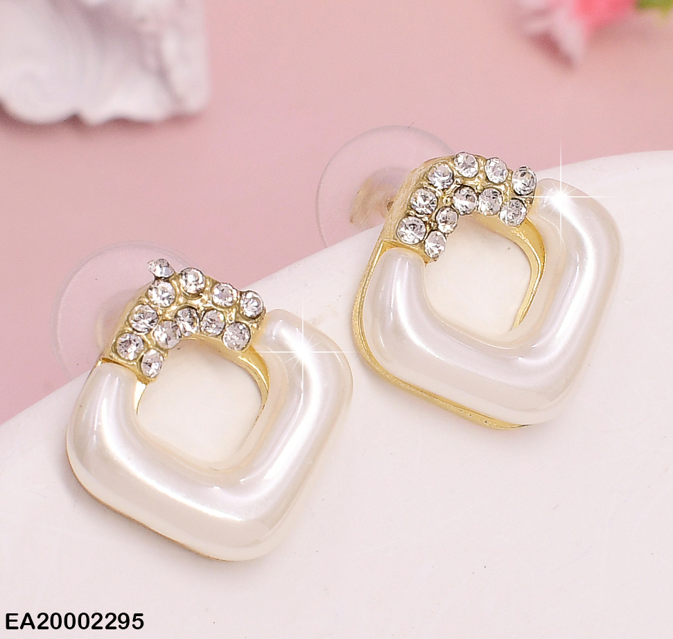 ARETES ROMBO CREMA  ZIRCONIAS PART. SUPERIOR EE317-120