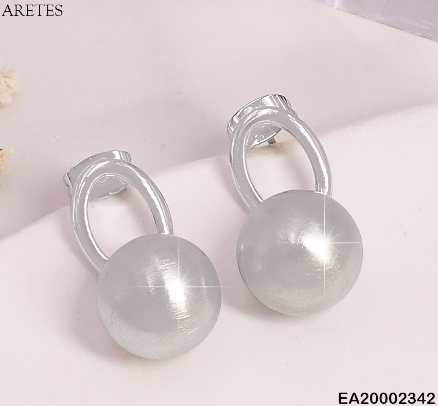 ARETES PLAT. "0" PELOTA DORADA COLGANTE EE402-9