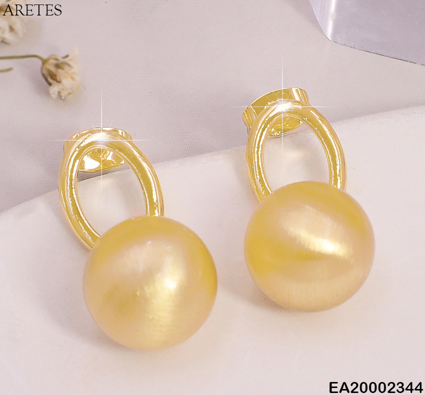 ARETES "0" PELOTA DORADA COLGANTE EE403-9