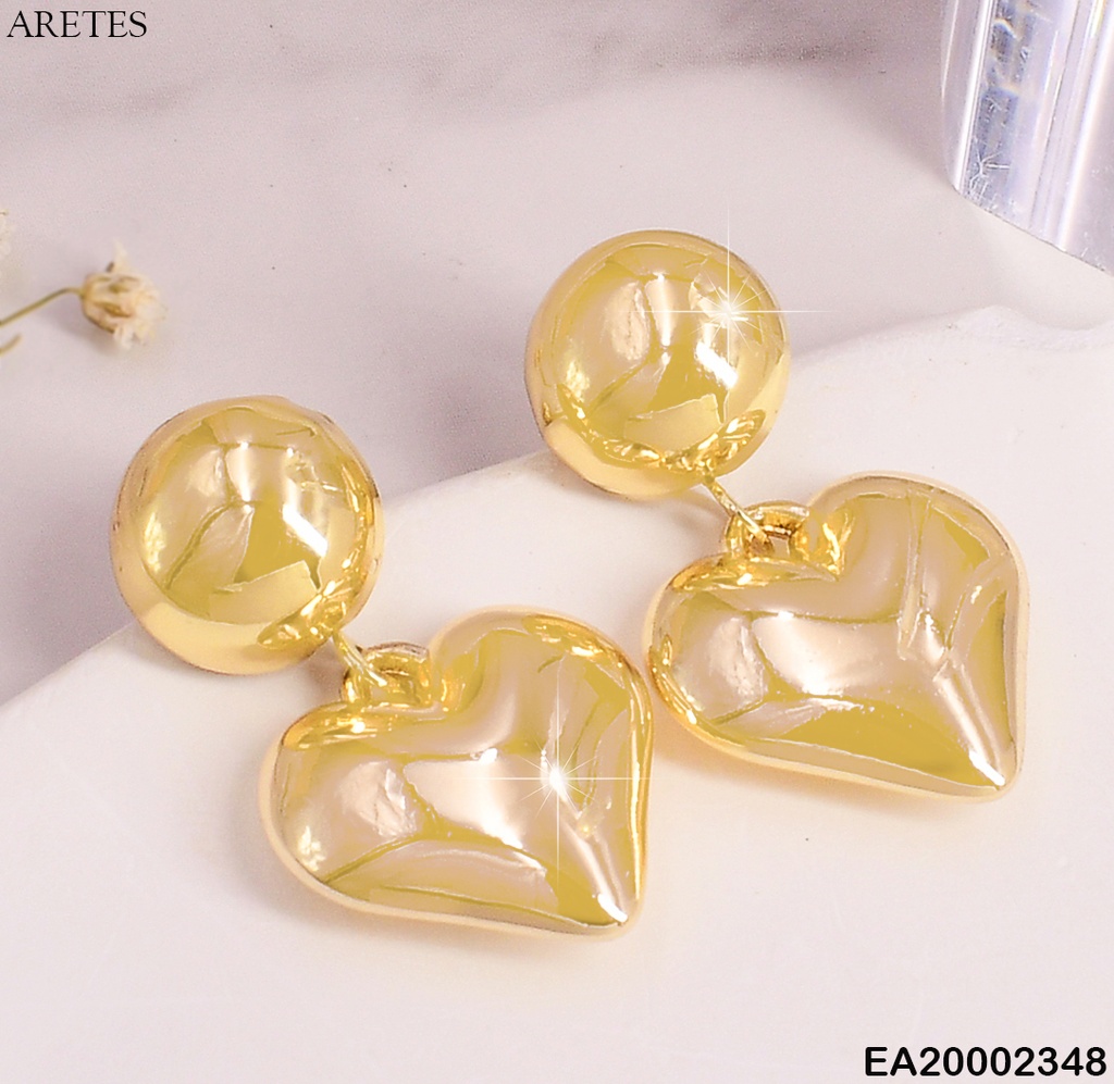 ARETES RD. CORAZON INFLADO COLGANTE LISO EE406-9 (NPE2025)