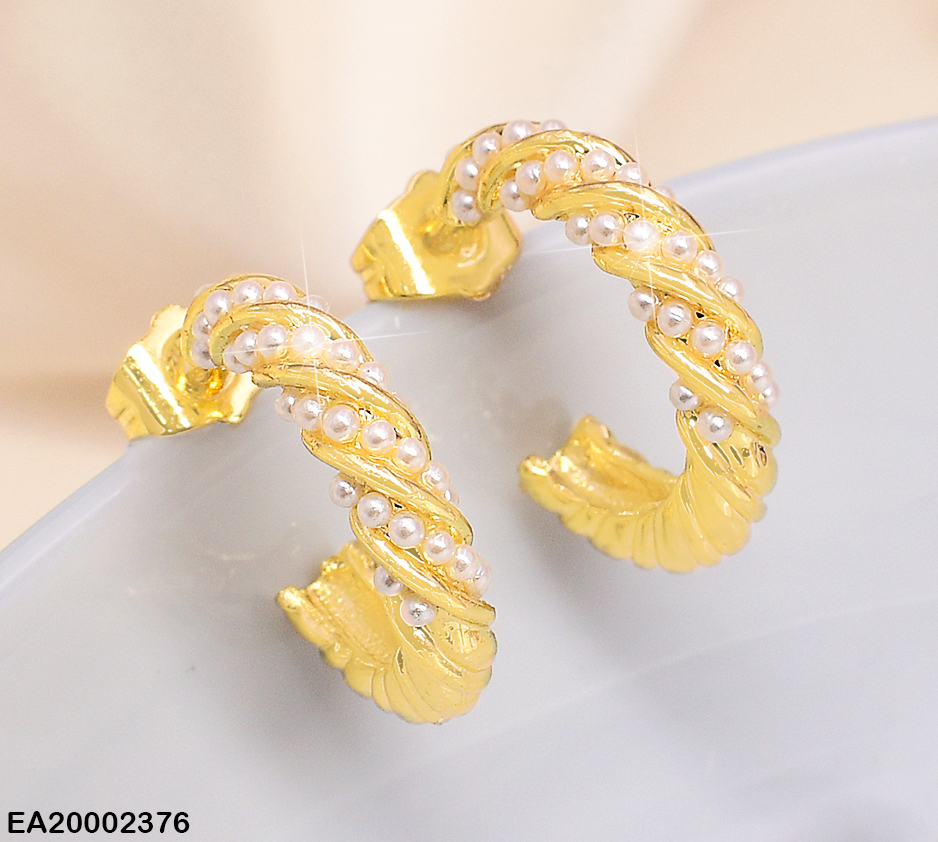 ARETES "C" TORNEADO PERLITAS/DORADO EE444-10